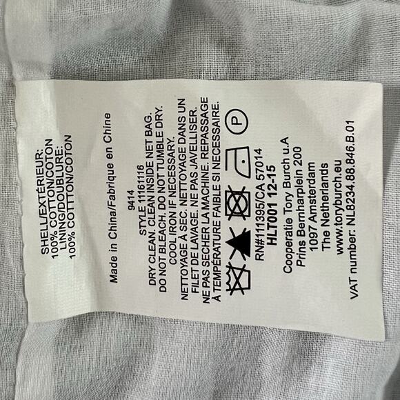 Tory Burch Scallop Hem Eyelet Ruffle White Cotton Blouse - Picture 6 of 6